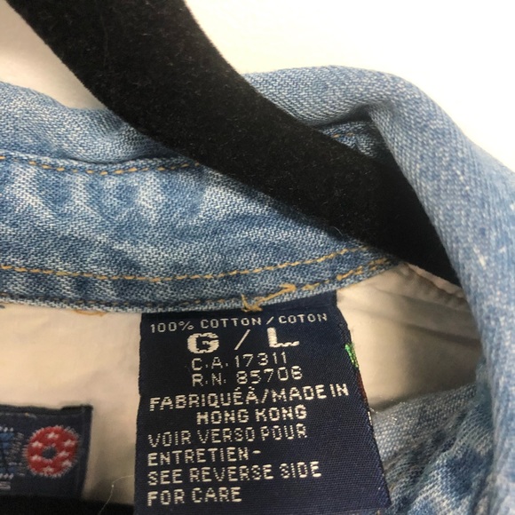VINTAGE Jean Button-Up shirt w/ embroidery - Picture 8 of 16